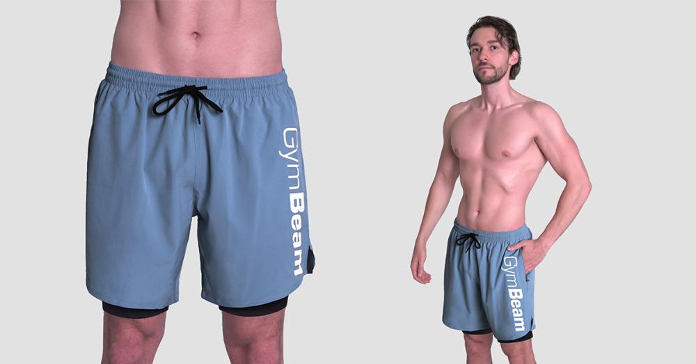 2in1 Essence Blue Shorts - GymBeam
