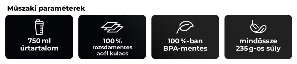 Batman™ acél shaker 750 ml paraméterei - GymBeam