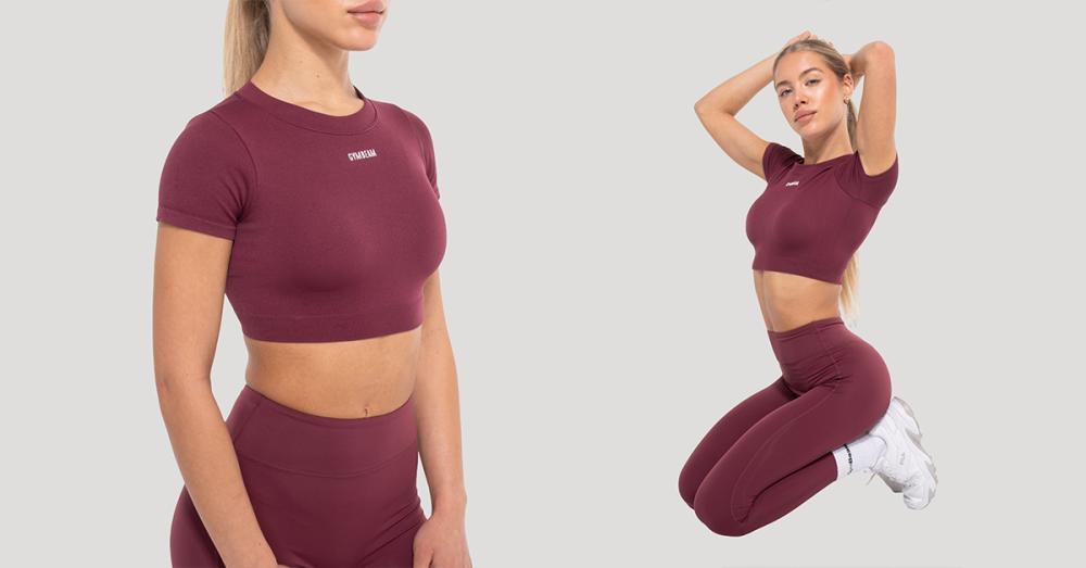Dámský top Crop Flow Wine - GymBeam