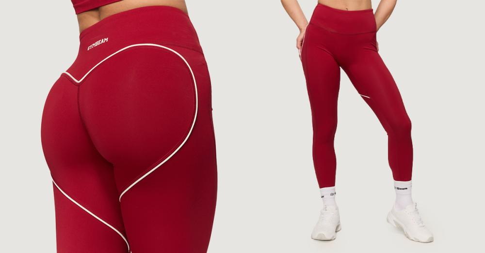 Women‘s Varsity Leggings Red - GymBeam