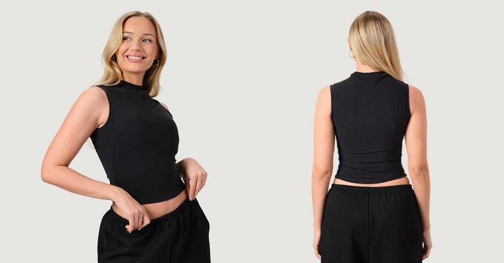Women‘s NEO Turtleneck Top Black - GymBeam