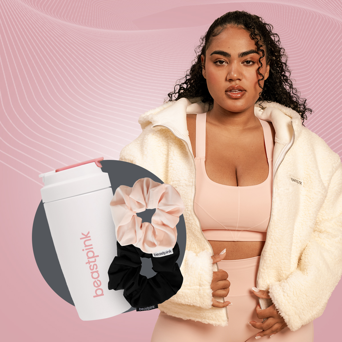 BeastPink Bliss női kapucnis dzseki Ivory - Méret: XXL | Szín: Krém | Tömeg: 1,13 g · záber 9