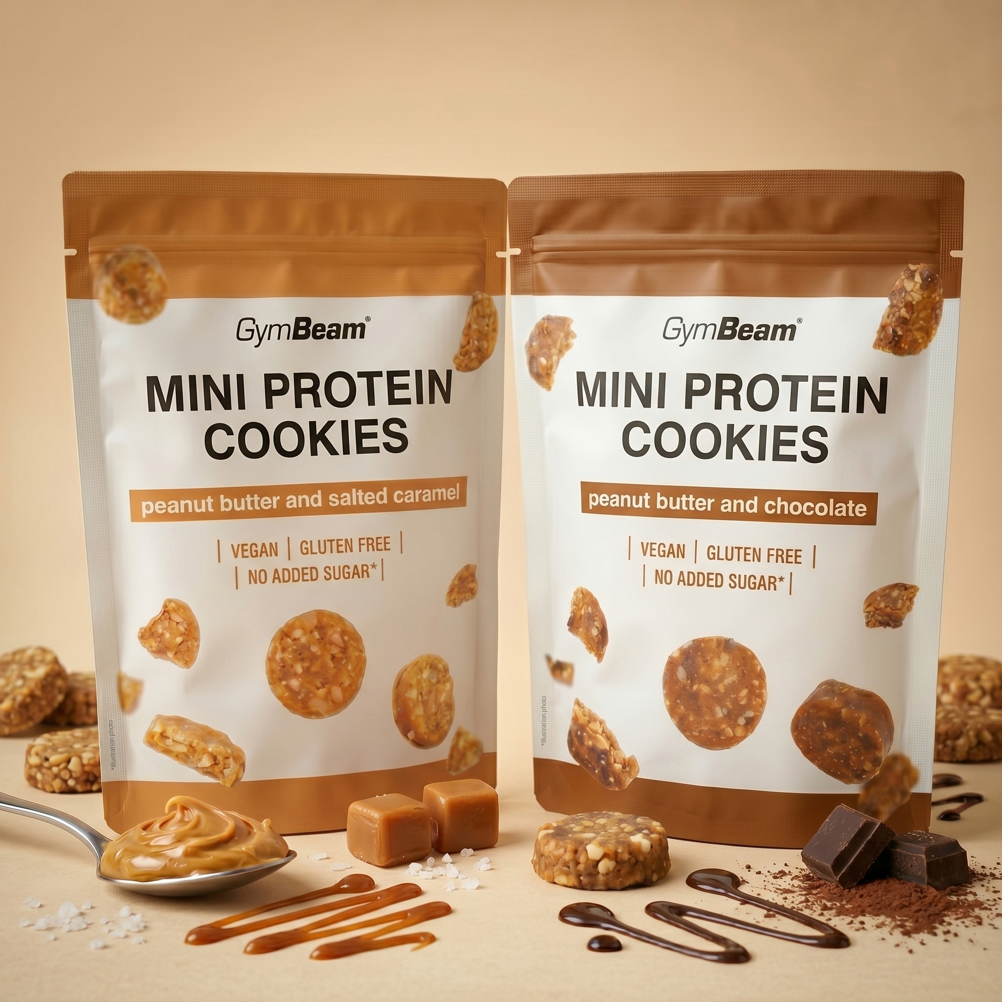 Mini Protein Cookies - GymBeam 100 g - mogyoróvaj és sós karamell