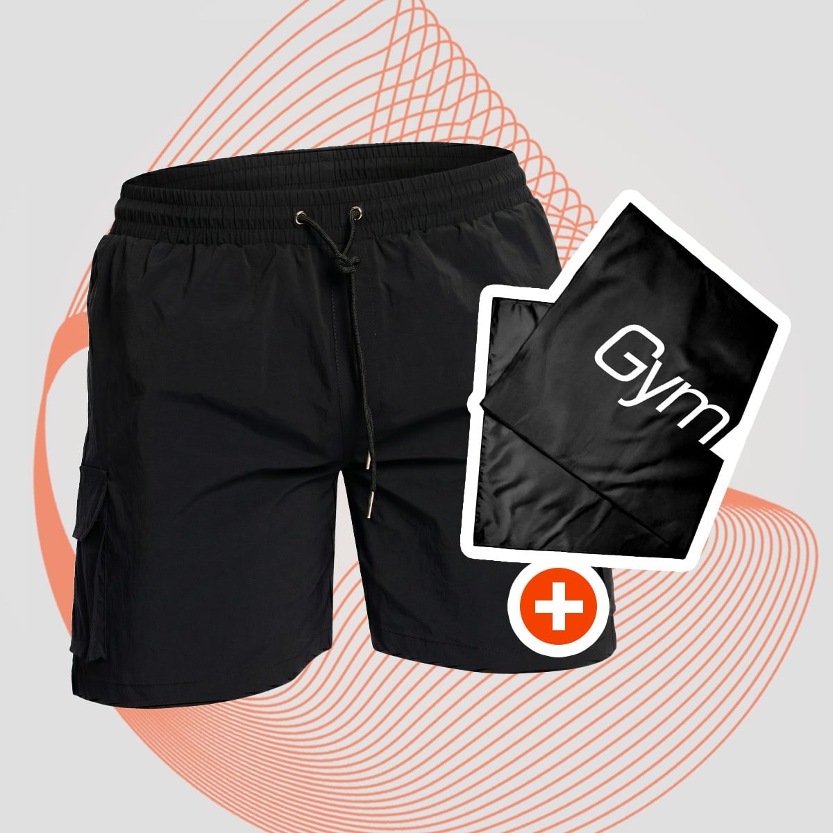 Cargo férfi fürdőnadrág Black - GymBeam + ajándék