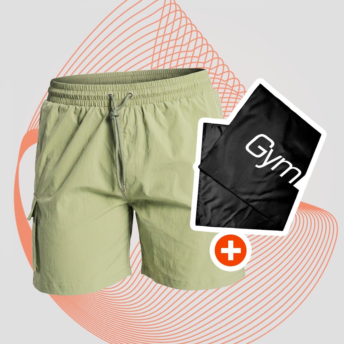 Cargo férfi fürdőnadrág Olive - GymBeam + ajándék