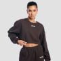 Aura női Cropped pulóver Tee Brown - GymBeam S