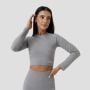 FLO Ribbed női Crop Top Grey - GymBeam S