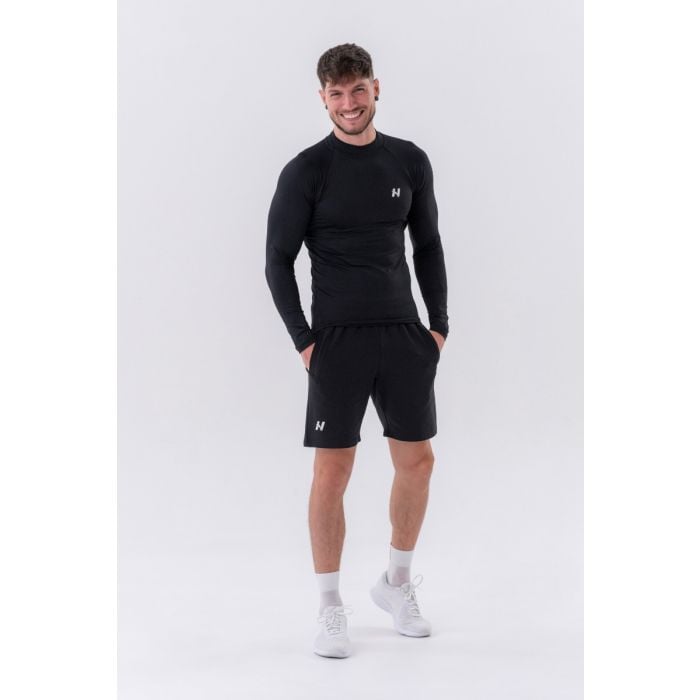Active Long-Sleeve Black férfi hosszú ujjú póló - NEBBIA XXL