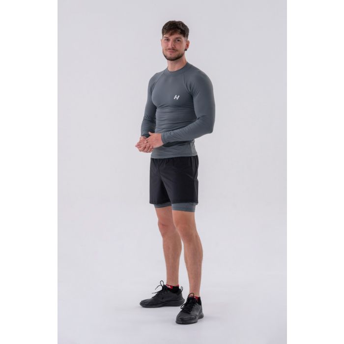 Active Long-Sleeve Grey férfi hosszú ujjú póló - NEBBIA XXL