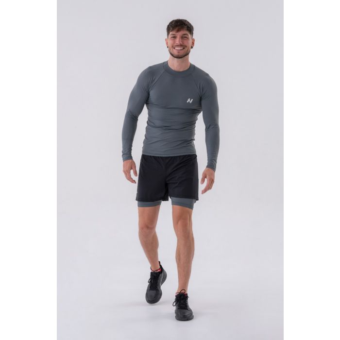 Active Long-Sleeve Grey férfi hosszú ujjú póló - NEBBIA XXL