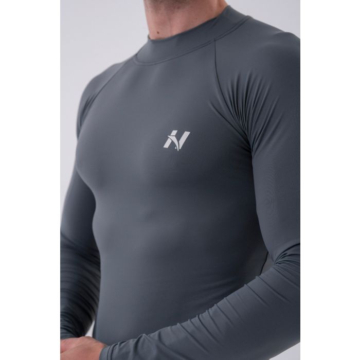 Active Long-Sleeve Grey férfi hosszú ujjú póló - NEBBIA XXL