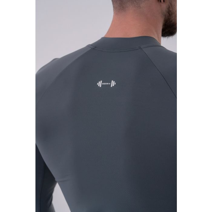 Active Long-Sleeve Grey férfi hosszú ujjú póló - NEBBIA XXL
