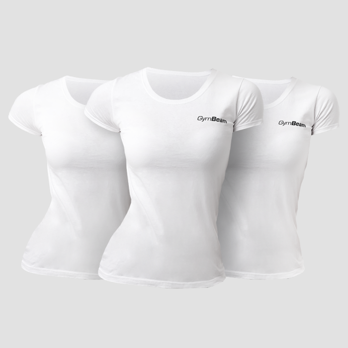 Basic női póló 3Pack White - GymBeam XXL - 3pack