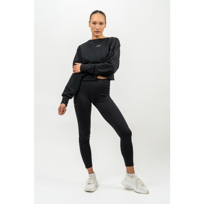 Crop Sweatshirt Gym Spirit Black - NEBBIA L