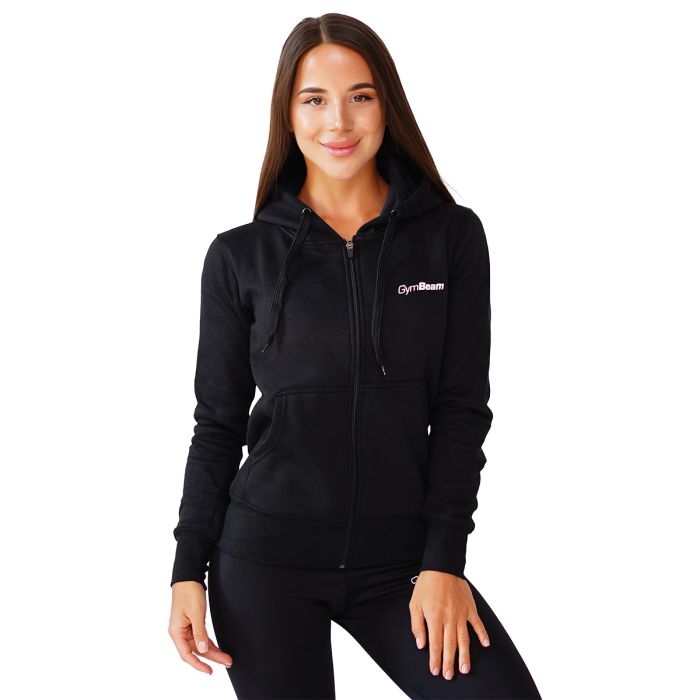 Zipper Hoodie Black női pulóver - GymBeam M