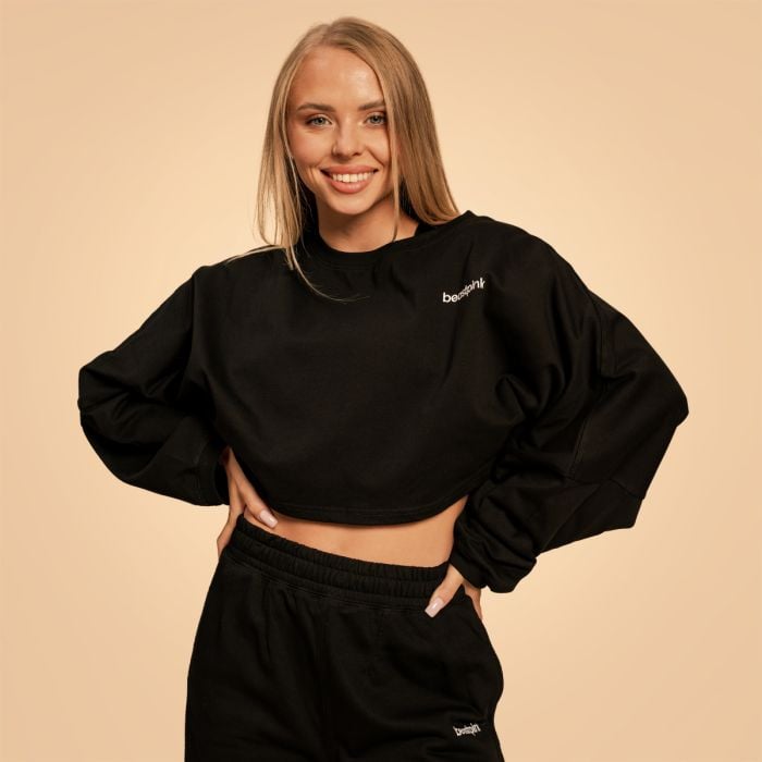 Bliss Cropped női pulóver Black - BeastPink S