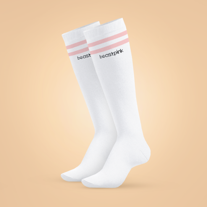 Socks White magasszárú zokni - BeastPink