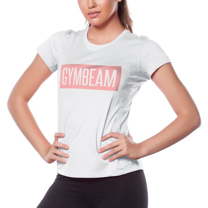 Box Logo White Pink női póló - GymBeam