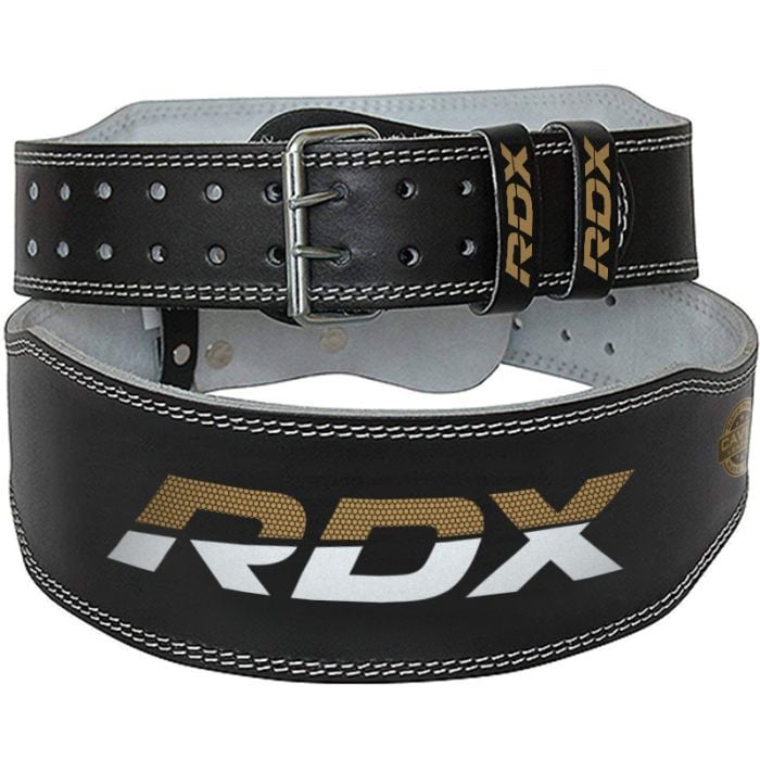 Fitness belt 6 Leather BlackGold - RDX Sports