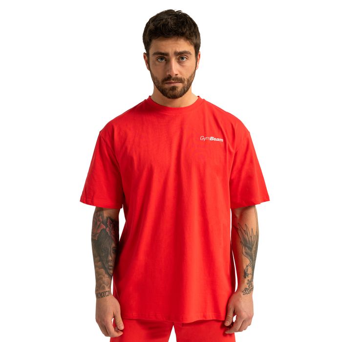 Limitless Oversized póló Hot Red - GymBeam S