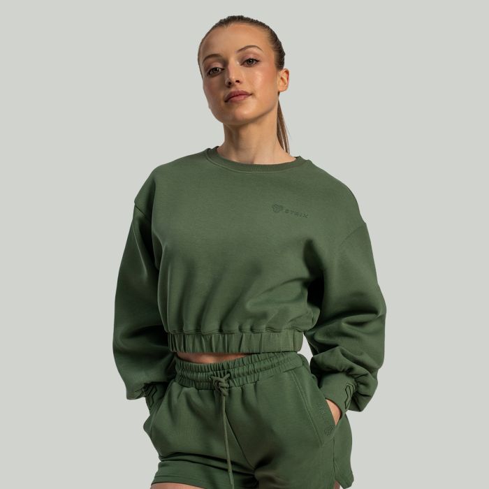 Lunar női cropped pulóver Cedar Green - STRIX S