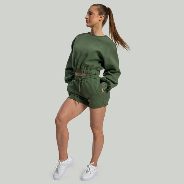 Lunar női cropped pulóver Cedar Green - STRIX S
