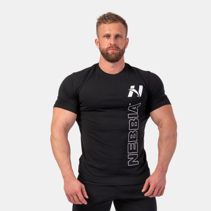 Men‘s T-shirt Vertical Logo Black - NEBBIA