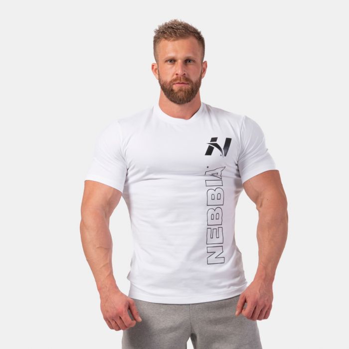 Men‘s T-shirt Vertical Logo White - NEBBIA