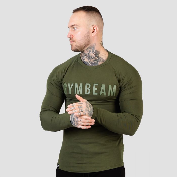 Men‘s FIT Long Sleeve T-Shirt Military Green - GymBeam