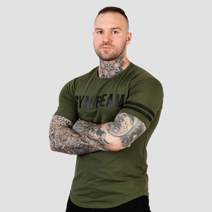 Men‘s Stripes T-shirt Military Green - GymBeam