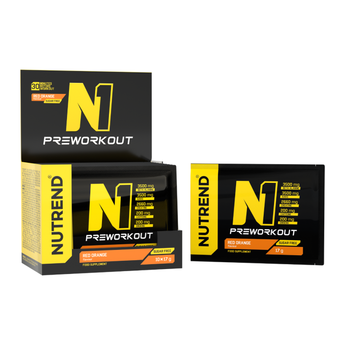 N1 Pre-Workout - Nutrend 10 x 17 g - kékmálna