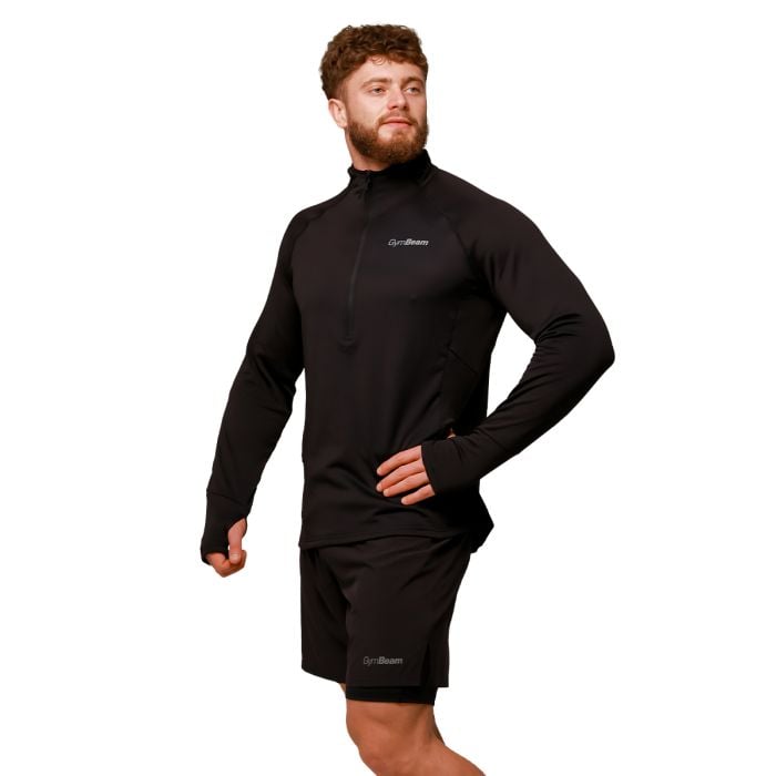 Pulse 1/2 Zip futófelső Black - GymBeam XL