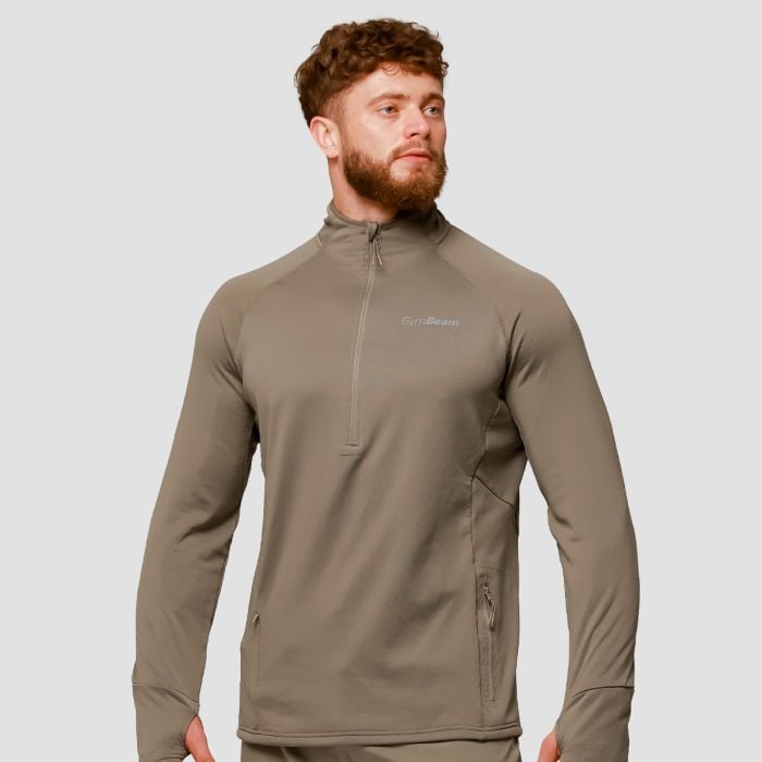 Pulse 1/2 Zip futófelső Vetiver - GymBeam XXL