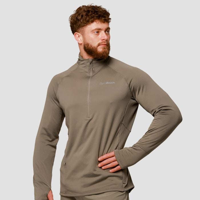Pulse 1/2 Zip futófelső Vetiver - GymBeam XXL