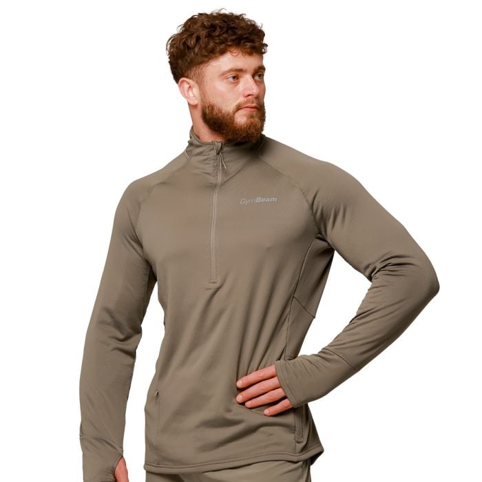 Pulse 1/2 Zip futófelső Vetiver - GymBeam XXL