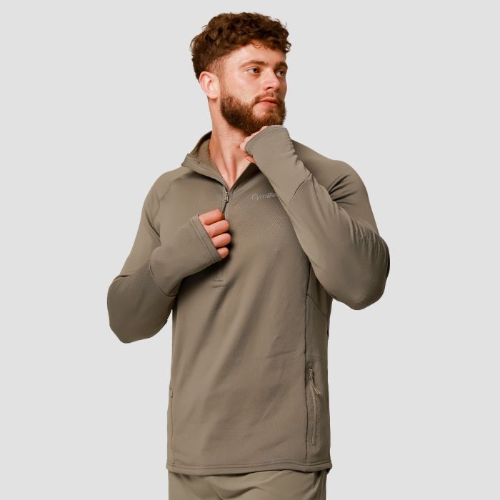 Pulse 1/2 Zip futófelső Vetiver - GymBeam XXL