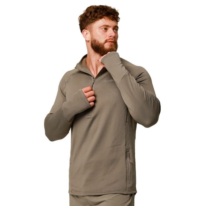 Pulse 1/2 Zip futófelső Vetiver - GymBeam XXL