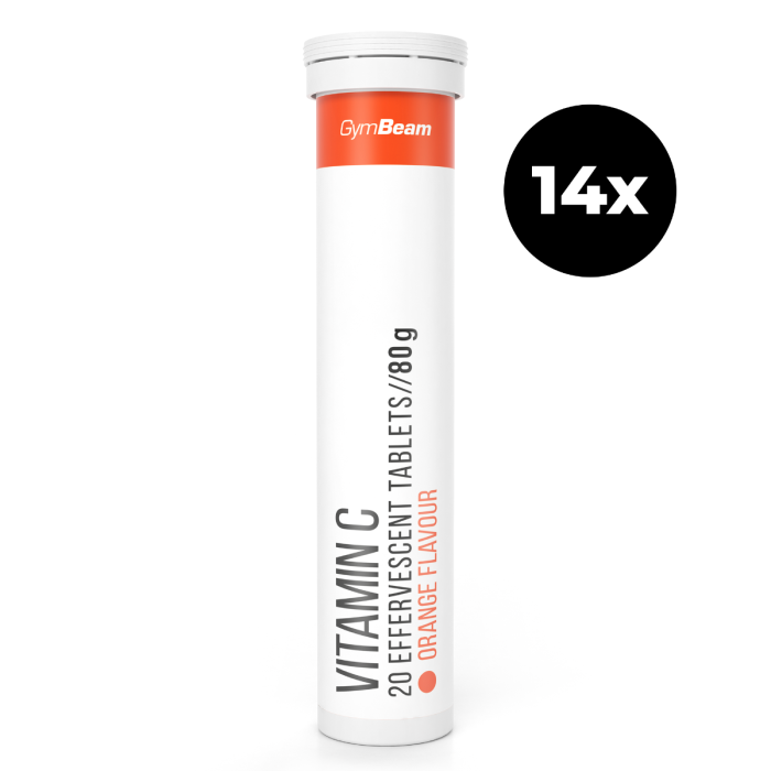 C-vitamin 1000 mg pezsgőtabletta – GymBeam narancs - 20 tabl.