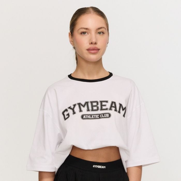 Varsity női oversized póló White - GymBeam S