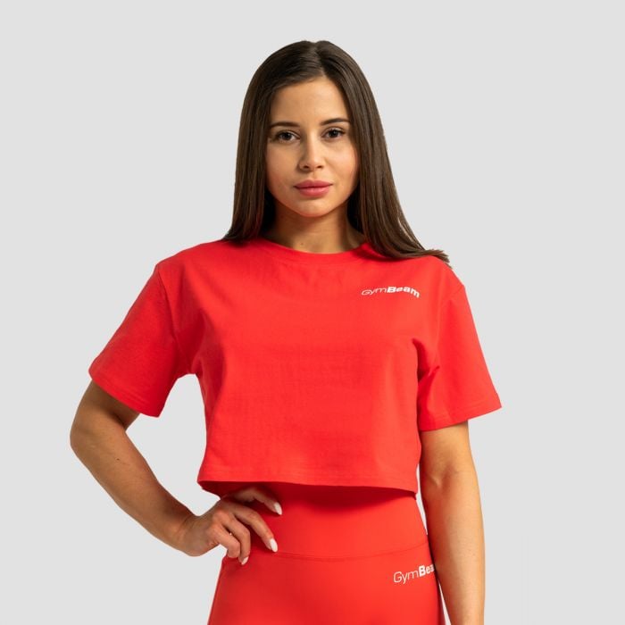 Women‘s Limitless Cropped T-shirt Hot Red - GymBeam