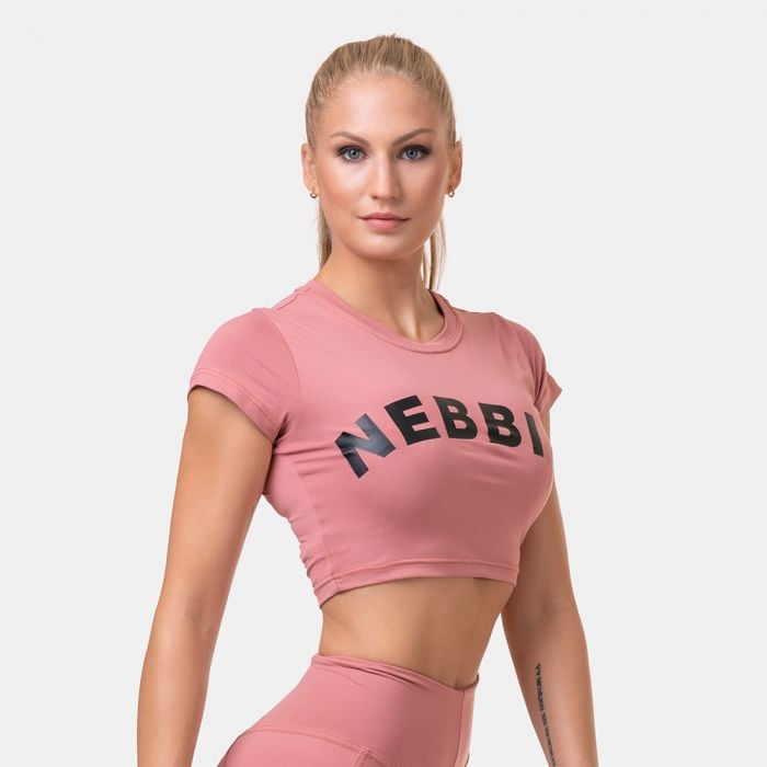 Women‘s T-shirt Crop Top Sporty Hero Old Rose - NEBBIA