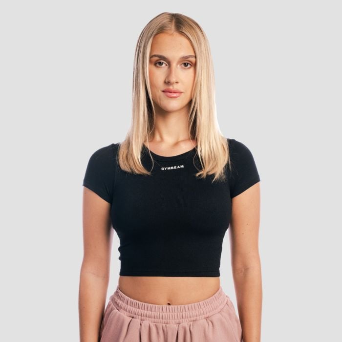 Aura női Cropped póló Black - GymBeam S