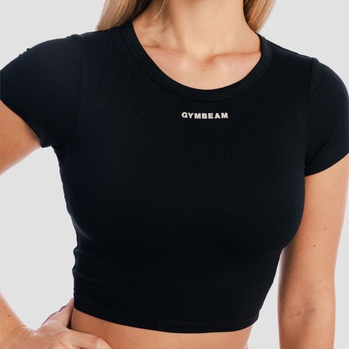 Aura női Cropped póló Black - GymBeam S