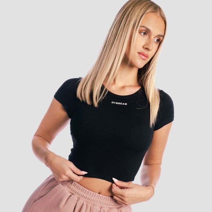 Aura női Cropped póló Black - GymBeam S