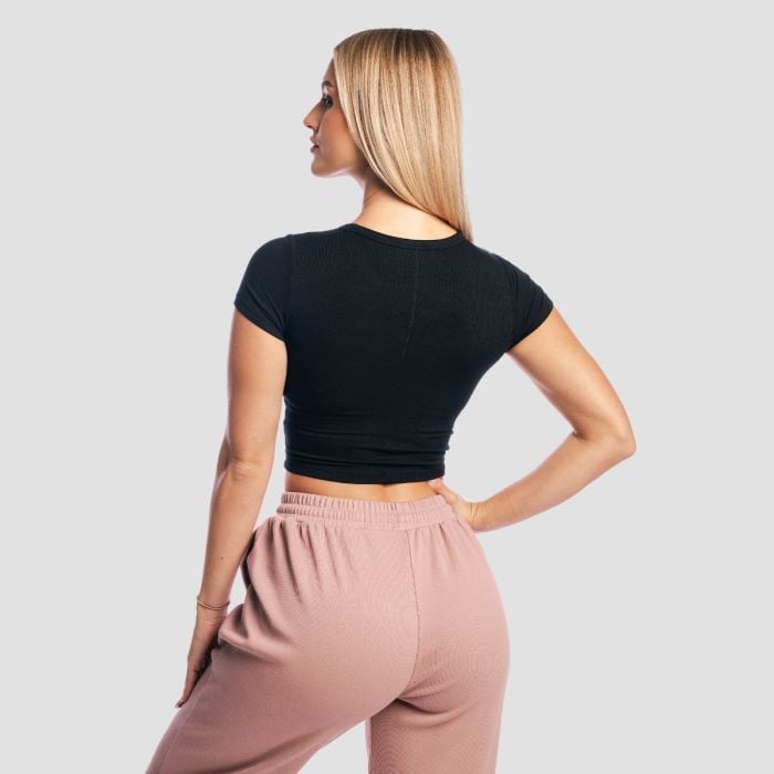 Aura női Cropped póló Black - GymBeam S