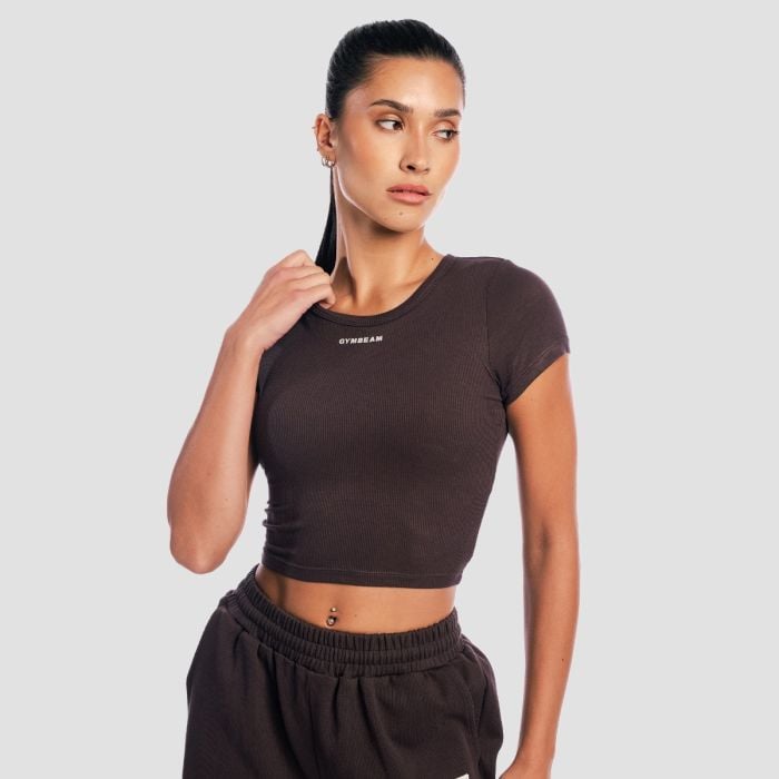 Aura női Cropped póló Tee Brown - GymBeam M