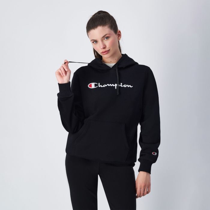 Big Logo Slim Fit női kapucnis pulóver Black - Champion L