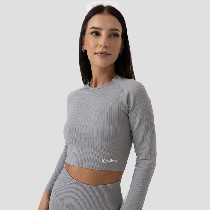 FLO Ribbed női Crop Top Grey - GymBeam S