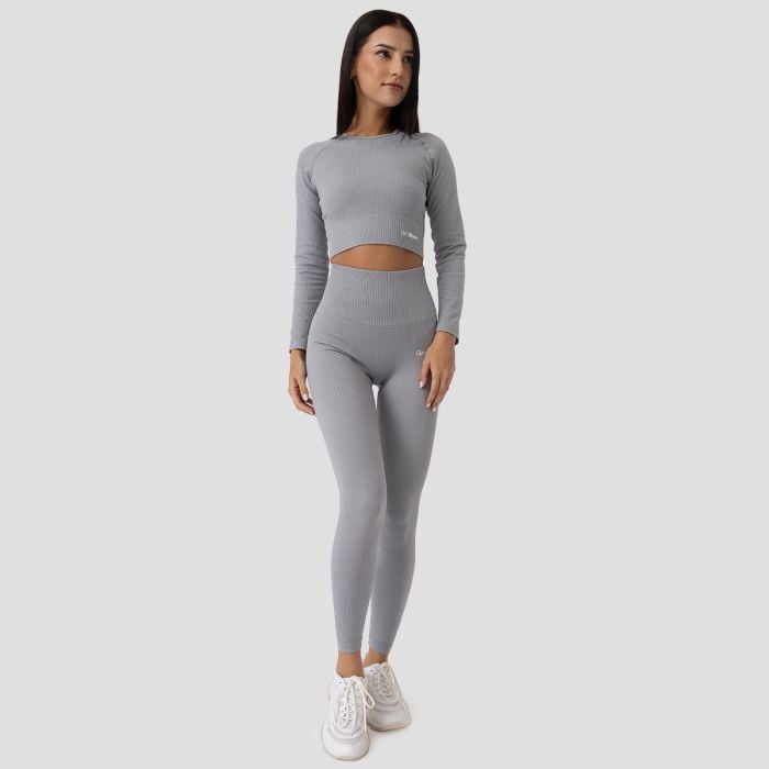 FLO Ribbed női Crop Top Grey - GymBeam S