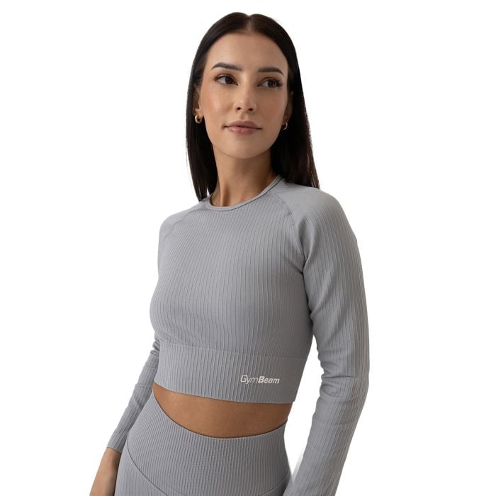 FLO Ribbed női Crop Top Grey - GymBeam S